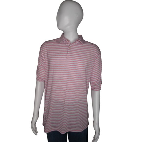 Peter Millar Golf Shirt Pink Stripes Size XL - Picture 1 of 9